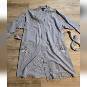 Charter Club Intimate Women's M Robe Embroidery Blue Belted